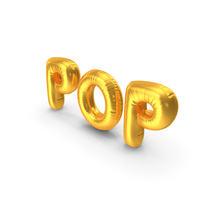 Foil Balloon Words Pop Gold PNG & PSD Images