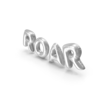 Foil Balloon Words Roar Silver PNG & PSD Images