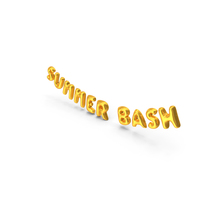 Foil Baloon Words Summer Bash Gold PNG & PSD Images