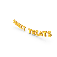Foil Balloon Words Sweet Treats Gold PNG & PSD Images