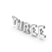 Foil Balloon Words Three Silver PNG & PSD Images