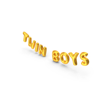 Foil Baloon Words Twin Boys Gold PNG & PSD Images