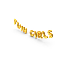 Foil Balloon Words Twin Girls Gold PNG & PSD Images