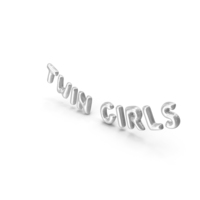 Foil Balloon Words Twin Girls Silver PNG & PSD Images