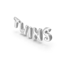 Foil Balloon Words Twins Silver PNG & PSD Images