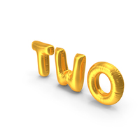 Foil Balloon Words Two Gold PNG & PSD Images