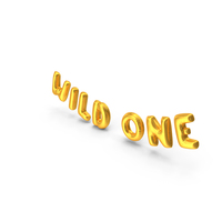 Foil Balloon Words Wild One Gold PNG & PSD Images