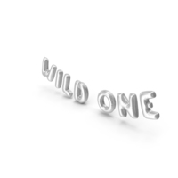 Foil Balloon Words Wild One Silver PNG & PSD Images