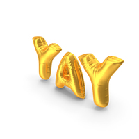 Foil Balloon Words Yay Gold PNG & PSD Images