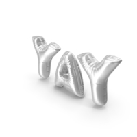 Foil Balloon Words Yay Silver PNG & PSD Images