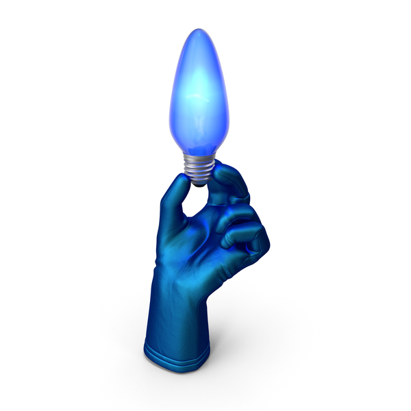 Glove Holding a Blue Lightbulb PNG & PSD Images