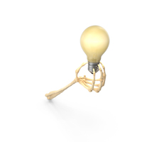 Skeleton Hand Holding a Light Bulb Turned On PNG & PSD Images