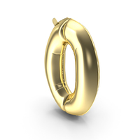 Foil Balloon Digit Zero Gold PNG & PSD Images