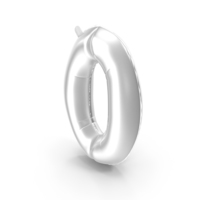 Foil Balloon Digit Zero Silver PNG & PSD Images