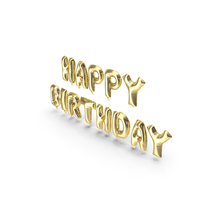 Foil Balloon Gold Words Happy Birthday PNG & PSD Images