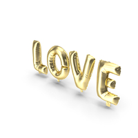 Foil Balloon Gold Words Love PNG & PSD Images