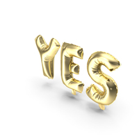 Foil Balloon Gold Words Yes PNG & PSD Images