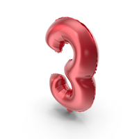 Foil Balloon Digit Three Red PNG & PSD Images