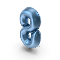 Foil Balloon Digit Eight Blue PNG & PSD Images