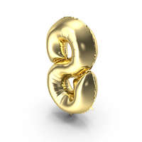 Foil Balloon Digit Eight Gold PNG & PSD Images