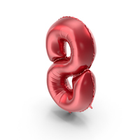 Foil Balloon Digit Eight Red PNG & PSD Images
