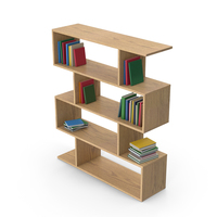 Wooden Book Case With Books PNG & PSD Images