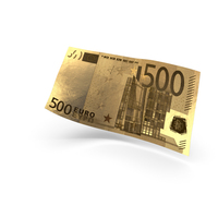 黄金500欧元钞票法案PNG和PSD图像