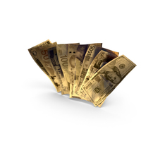 Golden Bills from Different Countries PNG & PSD Images