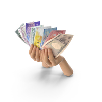 Hands Holding Bills from Different Countries PNG & PSD Images