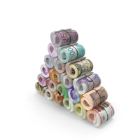 Tower of Rolls of Banknotes From Different Countries PNG & PSD Images