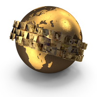 Golden Banknotes Around the Globe PNG & PSD Images