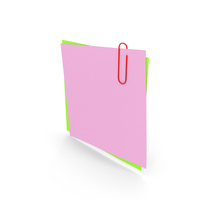 Papers With Paper Clip Pink Green PNG & PSD Images