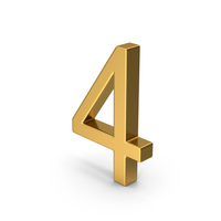 Number 4 Gold PNG & PSD Images