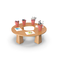 Art Supplies On Table PNG & PSD Images
