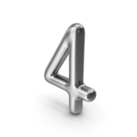 Number 4 Silver PNG & PSD Images