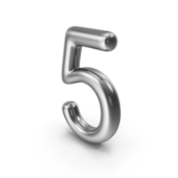 Number 5 Silver PNG & PSD Images