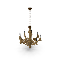 19th C. French Baroque Wood Chandelier Large PNG & PSD Images