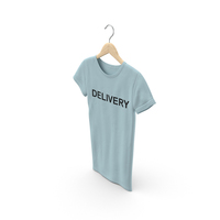 Female Crew Neck Hanging Blue Delivery PNG & PSD Images