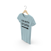 Female Crew Neck Hanging Blue Im With Stupid PNG & PSD Images