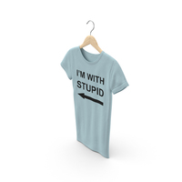 Female Crew Neck Hanging Blue I'm With Stupid PNG & PSD Images