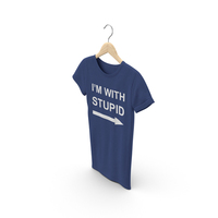 Female Crew Neck Hanging Dark Blue Im With Stupid PNG & PSD Images