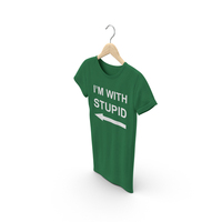 Female Crew Neck Hanging Green I'm With Stupid PNG & PSD Images