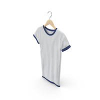 Female Crew Neck Hanging White and Dark Blue PNG & PSD Images