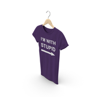 Female Crew Neck Hanging Purple Im With Stupid PNG & PSD Images