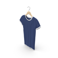 Female Crew Neck Hanging White and Dark Blue PNG & PSD Images