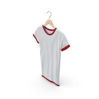 Female Crew Neck Hanging White and Red PNG & PSD Images