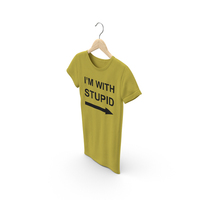 Female Crew Neck Hanging Yellow Im With Stupid PNG & PSD Images