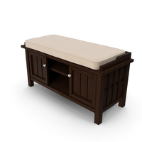 Crate and Barrel - Brighton Coffee Storage Bench with White Cushion PNG & PSD Images