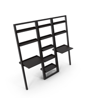 Crate&Barrel - Sloane Espresso 25.5 Leaning Bookcase with2 Desks PNG & PSD Images