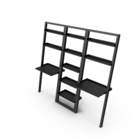 Crate&Barrel - Sloane Grey Leaning Bookcase and2 Desks Set PNG & PSD Images